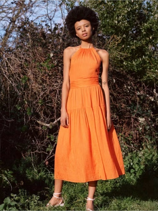 Rejina Pyo Dresses & Skirts - & OTHER STORIES x REJINA PYO Mulberry Silk Halter Midi Dress Orange Size 4